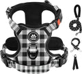 IVY&LANE No Pull Dog Harness with Leash Set, Reflective No Choke Pet Vest,Adjustable Oxford Dog Vest Harness with Easy Control Handle for Large Dogs (Checkered Black,XL)