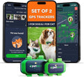 Set of 2 Pet GPS Tracker – Smallest Waterproof Pet Tracking Device with App, Real-Time Location, Smart Alerts & Geo-Fence, Long-Life Battery, Collar-Compatible – iOS & Android (Subscription Required)