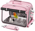 Suertree Bird Carrier Airline Approved, Bird Travel Cage with Indestructible Stainless Steel Mesh, Bird Travel Bag Lightweight and Portable with Water Bottle and Bowl