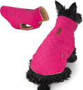 azuza Dog Jacket for Medium Dogs Waterproof & Windproof Dog Coat for Small Dogs with Thick Fleece, High Collar with Leash Hole, Adjustable Velcro & Elastic Belly, Rose Red 2XL