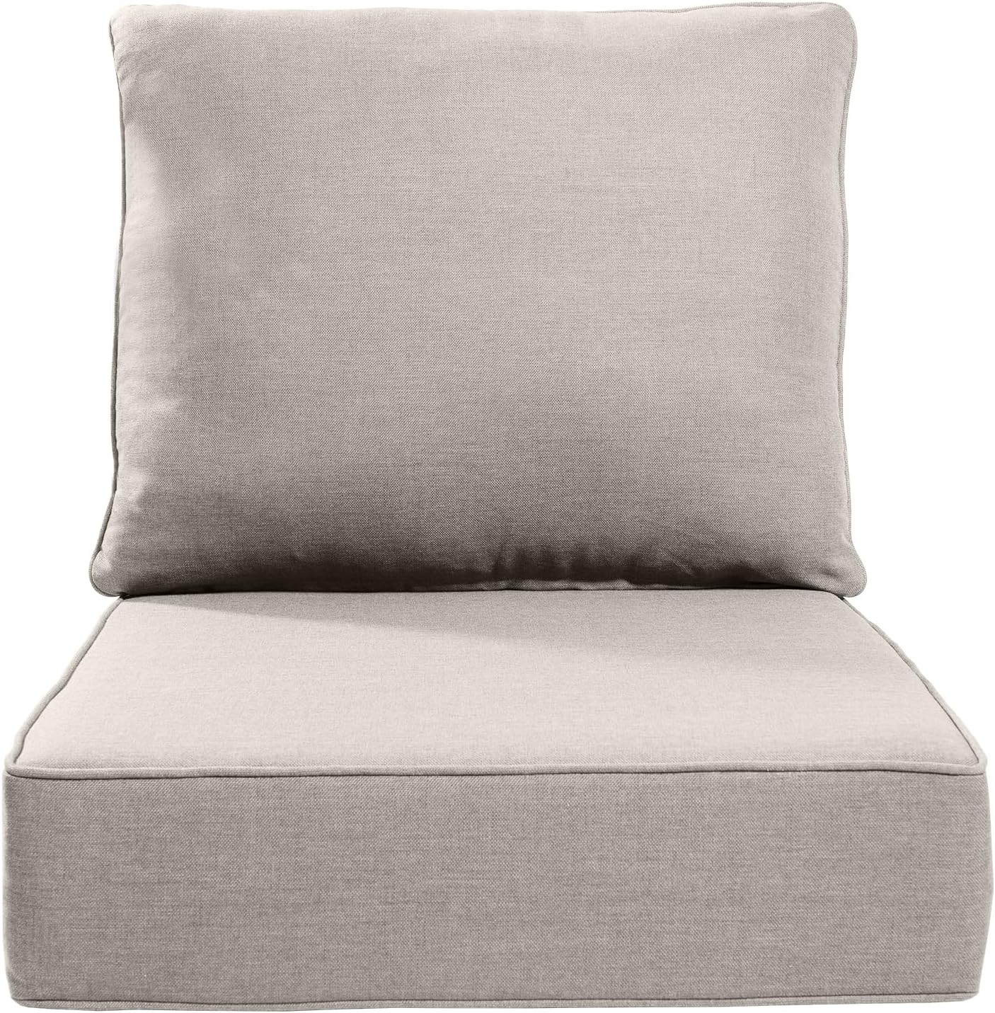 Luxury 24x24x6 Inch Outdoor Chair Cushions - Water&UV&Fade Resistant 1 Set Zippered Patio Back&Seat Cushion for Rattan Dining Rocking Swivel Chairs Loveseat Couch Sectional Sofa - Beige