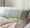 Boho Lumbar Pillow Covers 14x36 Long, Farmhouse Decorative Couch Pillow Cases, Light Green Accent Pillows of Bed, Sofa Bedroom Living Room Home Decor Cushion Cover, Pack of 1