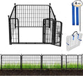 ADAVIN 24 in(H) Garden Fence with Gate, 4 Panels Total 9.8 Ft(L), Heavy Duty Iron Metal Animal Barrier Fence, Camping Fence, No Dig Garden Border Fencing for Yard