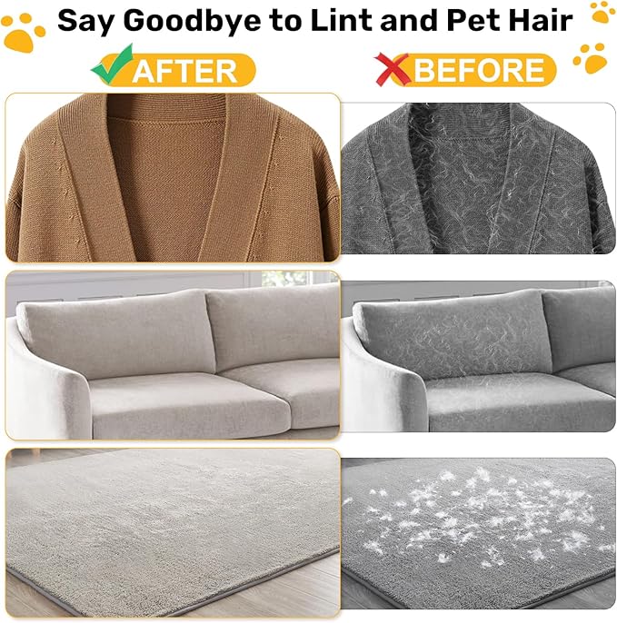 2Pcs Pet Hair Removal Gloves, Reusable Electrostatic Gloves Brush for Dogs Cats Hair Removal Grooming, Pet Hair Remover Tool for Furniture, Clothing, Couch, Carpet, Car Seats