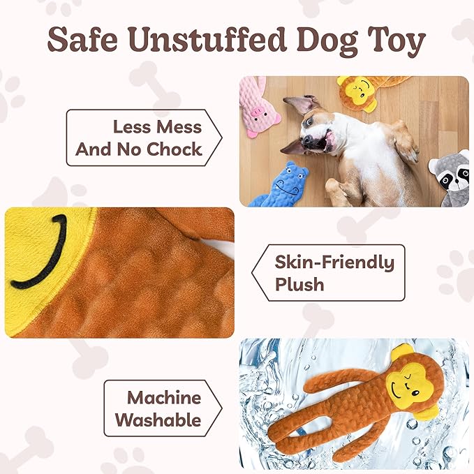 SHARLOVY No Stuffing Dog Toys Squeaky for Large Dogs, Crinkle Puppy Teething Toys to Keep Them Busy, Plush Interactive Doggie Long Lasting Chews for Aggressive Chewers