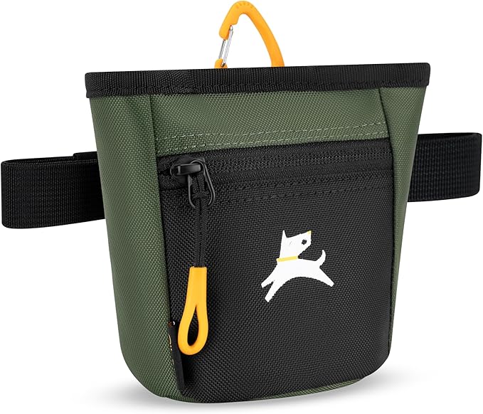 OllyDog Goodie Treat Bag, Dog Treat Pouch, Waist Belt Clip for Hands-Free Training, Magnetic Closure, Dog Training and Behavior Aids, Three Ways to Wear (Winter Moss)