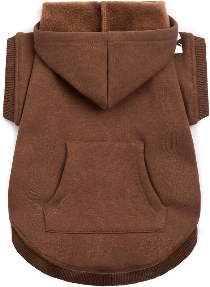 Koneseve Dog Hoodie & Cat Sweater, Warm Fleece Hooded Soft Winter Sweatshirt for All Breeds, Cozy Pet Clothes, Brown, 4XL