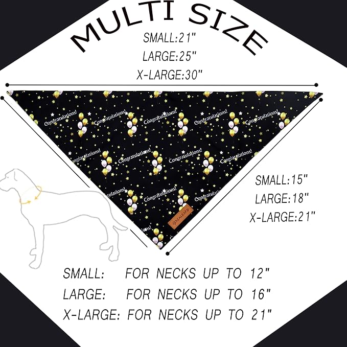 Realeaf Graduation Dog Bandanas 2 Pack, Reversible Pet Scarf for Boy and Girl, Premium Durable Fabric, Holiday Bandana for Small Medium Large and X-Large Dogs (Graduation, Large)