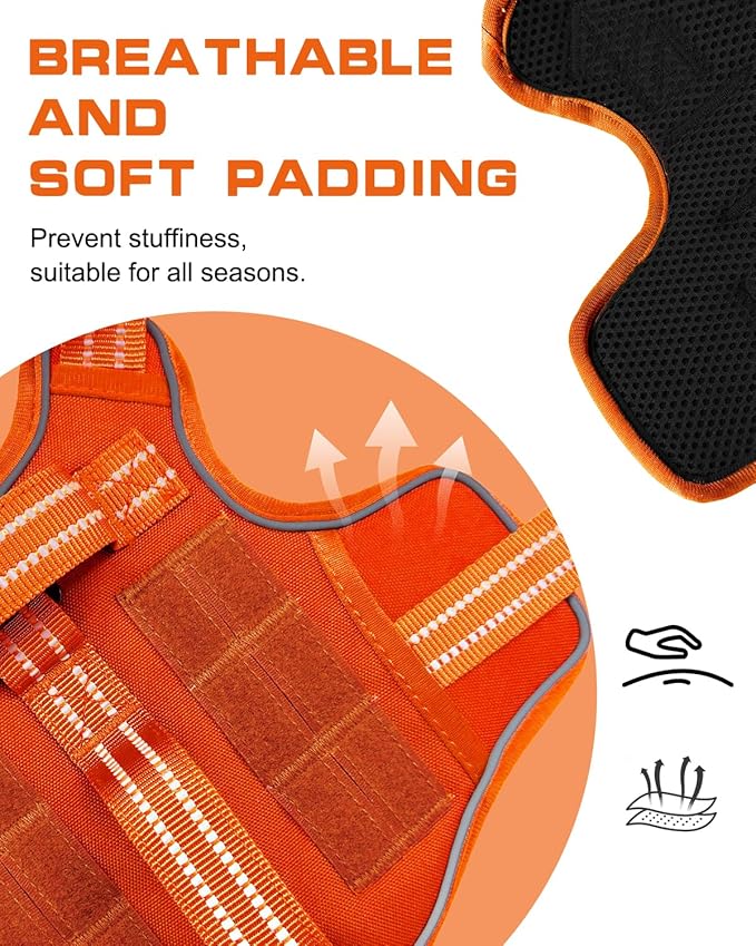 Small Dog Harness, Heavy Duty Tactical No Pull Dog Harness, No Choke, Easy On and Off Pet Vest with Molle System, Adjustable Reflective Dog Vest with Breathable Padded for Walking Hiking Training