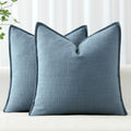 MIULEE Decorative Pillow Covers 18x18, 2 Pack Boho Farmhouse Neutral Throw Pillows for Couch, Thick Textured Modern Linen Cushion Cases Sofa Bed Living Room Home Decor, Blue