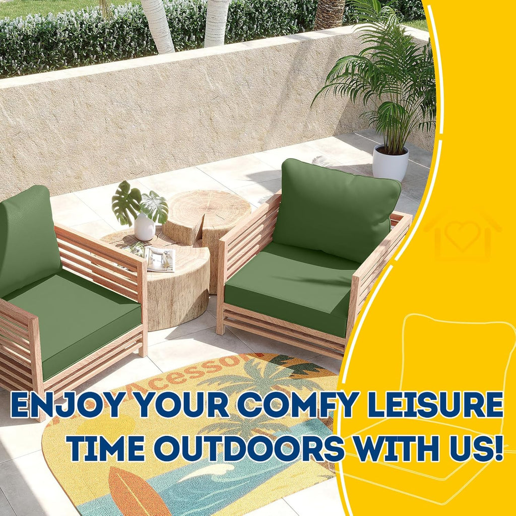 AAAAAcessories Outdoor Deep Seat Cushions, Waterproof, Fade-Resistant Patio Furniture Replacement Cushions, 24" x 24" x 5", Dark Moss Green