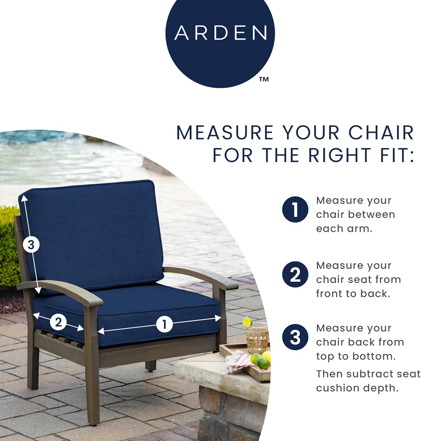 Arden Outdoor Deep Seat Cushion Set, 24 in x 24 in, Weather-Proof, Rain-Proof, Fade Resistant Patio Cushion for Chair, Sofa, and Couch Sapphire Aurora Blue Stripe
