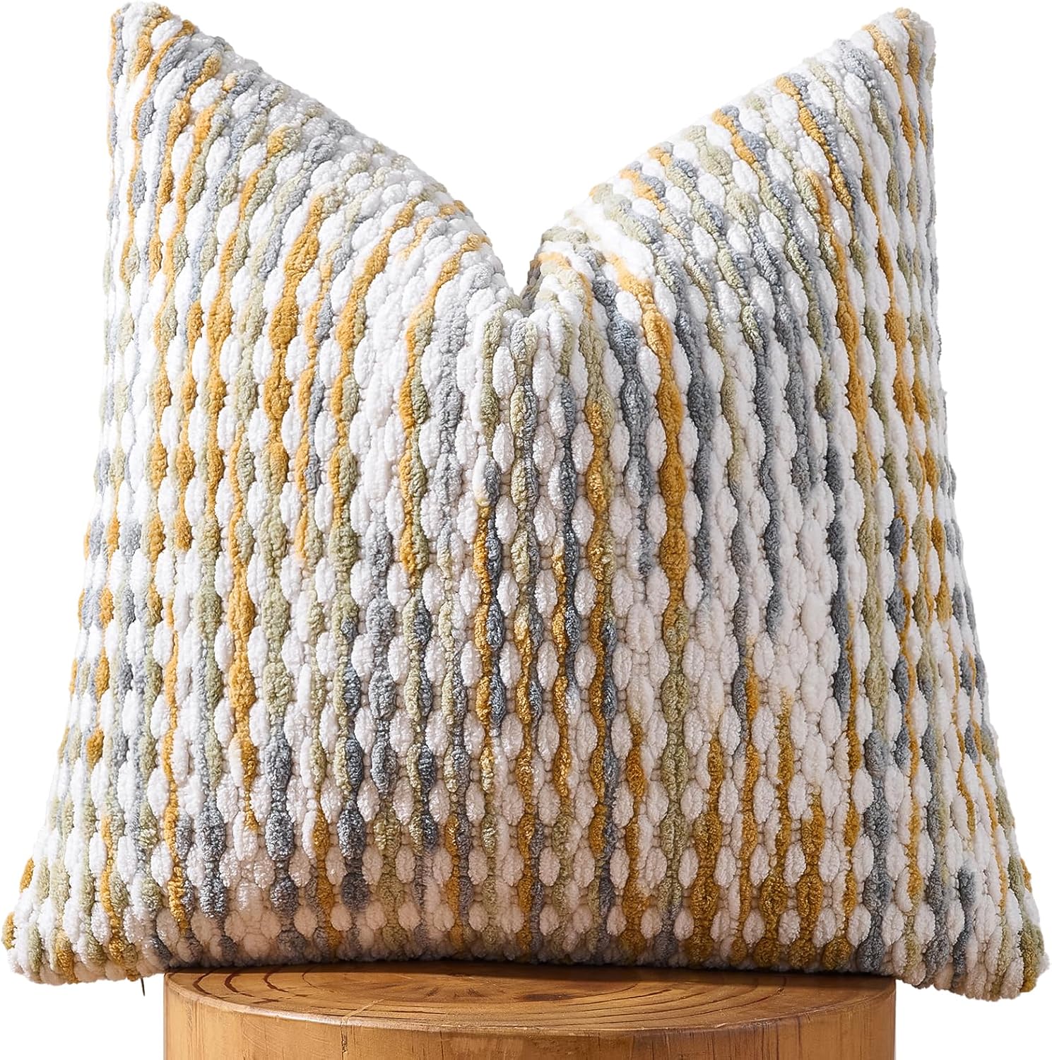 AmHoo Boho Chenille Pillow Cover Decorative Tufted Pillowcase for Couch Bed Sofa Bedroom Living Room Modern 18 x 18-Inch Grey