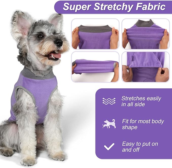 cyeollo 2 Pack Fleece Dog Sweater Pullover Dog Sweatshirt Reflective Lightweight Clothes for Small Dogs Girl Pet Apparel Purple, Grey, S