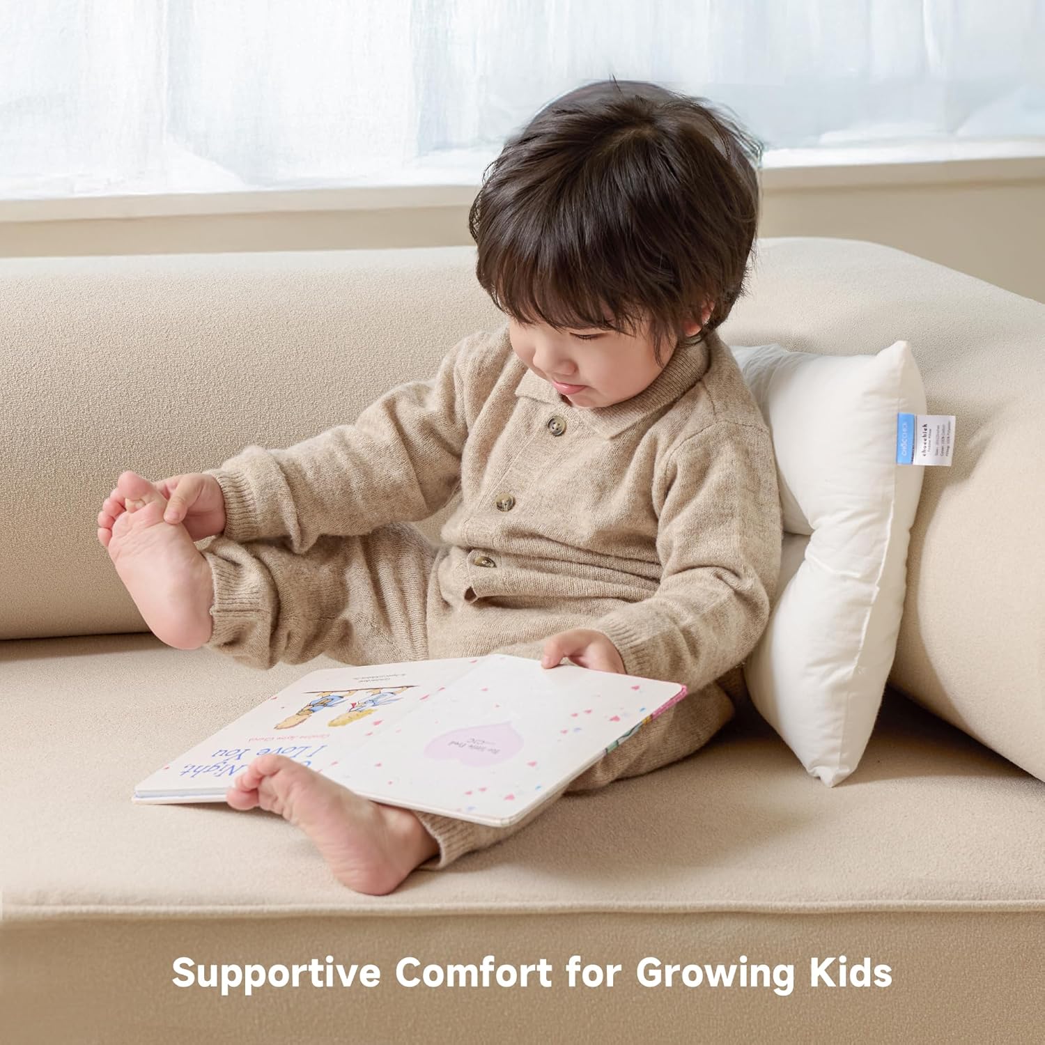 Choc chick Toddler Pillow,20X14inches Machine Washable Soft Hypoallergenic Kids Pillows,Child Cute Animal Perfect Toddler Pillows for Sleeping 2 Year Old (Bear)