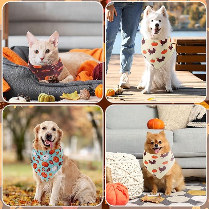 100 Pcs Thanksgiving Fall Dog Bandanas Bulk 3 Sizes Dog Washable Bandana Adjustable Washable Autumn Scarf for Thanksgiving Holiday Small Medium Large Pet Supplies
