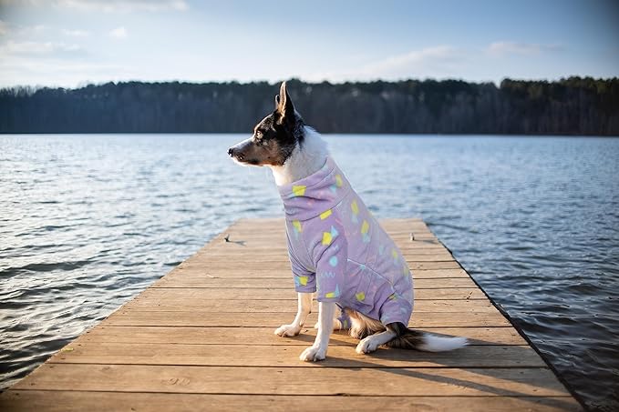 ROZKITCH Dog Pajamas with Zipper, Pet Windproof Warm Cold Weather Jacket Vest with Luminous Zipper, Jumpsuit Apparel Outfit Clothes for Small Medium Large Dog Geometry XL