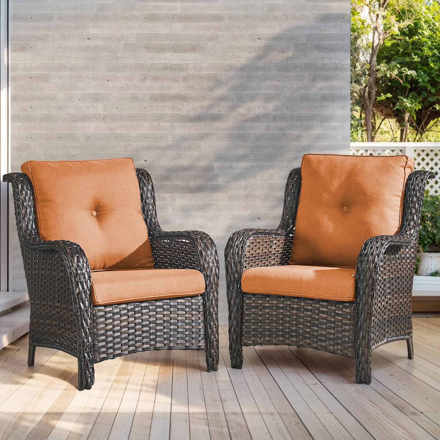 Outdoor Chair Cushions-Patio Chair Cushions Set of 2 with Removable Cover 22 X 25 Inch Outdoor Cushions for Patio Furniture Chair Sofa Couch-Orange