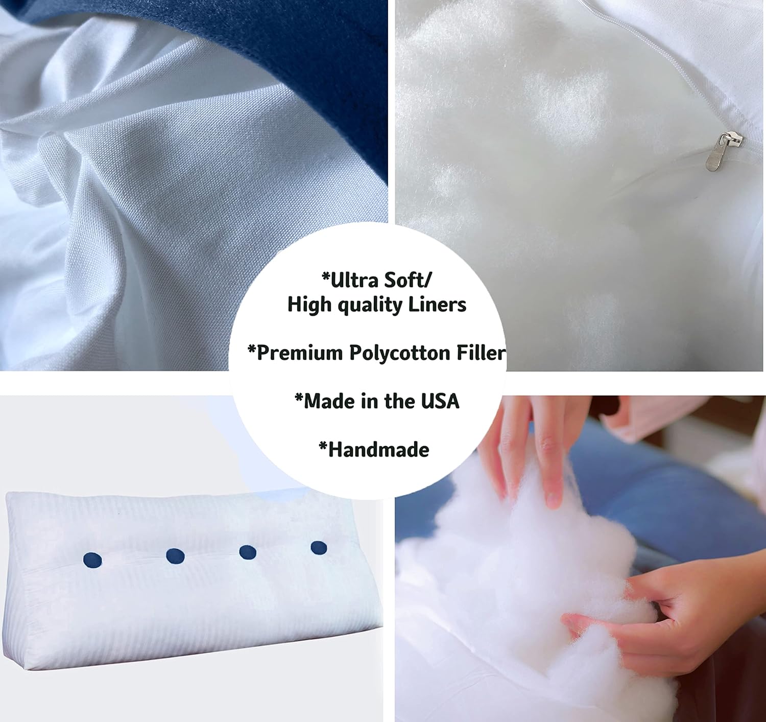 Triangular Reading Bed Rest Pillow Large Bolster Cushion Headboard Backrest Wedge Pillow with Removable Cover and Two Large Side Pockets (Teal, Queen: 59 x 8 x 20 inches)