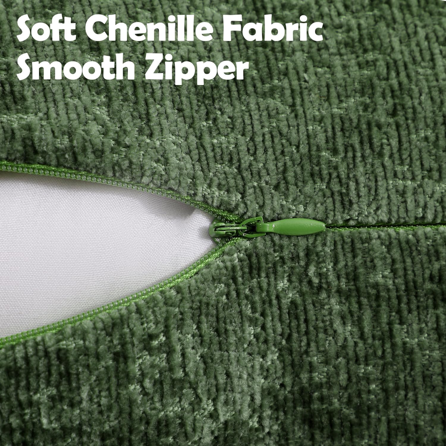 Pack of 2 Forest Green Christmas Decorative Throw Pillow Covers 22x22 Cozy Soft Chenille Accent Vintage Square Couch Pillow Covers for Home Decor Bed Sofa Living Room