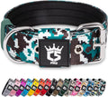 TSPRO Tactical Dog Collar 1.5 Inch Wide Thick Dog Collars with Heavy Duty Metal Buckle, Durable, Strong, Adjustable for Medium to Large Dogs (Camo Cyan L)