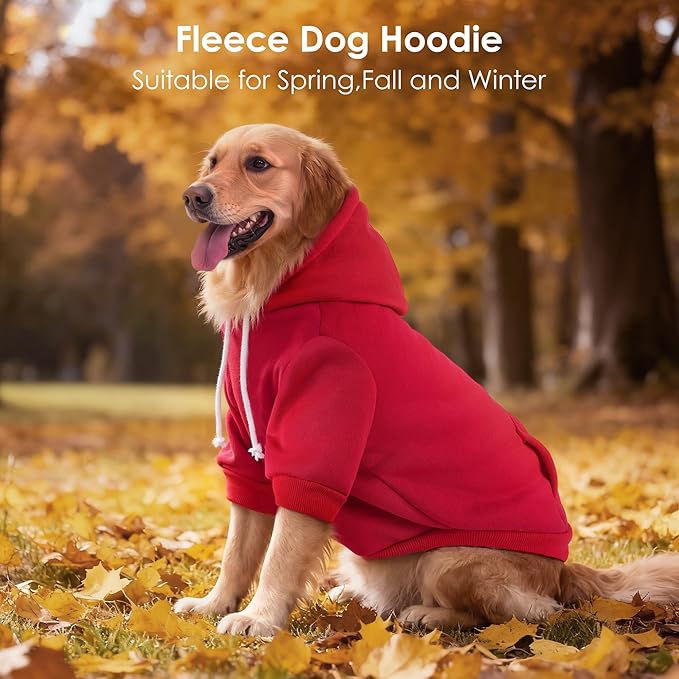 Dog Basic Hoodie Ultra-Soft Plaid Dog Clothes Cold Weather Sweaters for Medium Large Dogs Breathable Cozy Fabric Pet Coat Warm Stylish Sweatshirt with Leash Hole Pocket Dogs Jacket for Cats Boys Girls