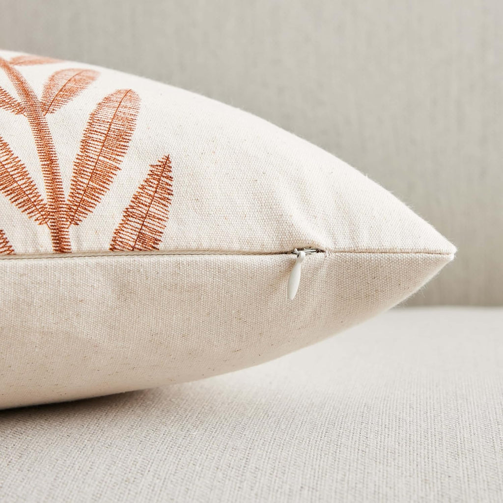 100% Cotton Farmhouse Leaves Throw Pillow Covers Set of 2, 22x22 Inch Terracota Pastoral Decorative Print Cushion Covers for Sofa Bed Living Room Home Decor