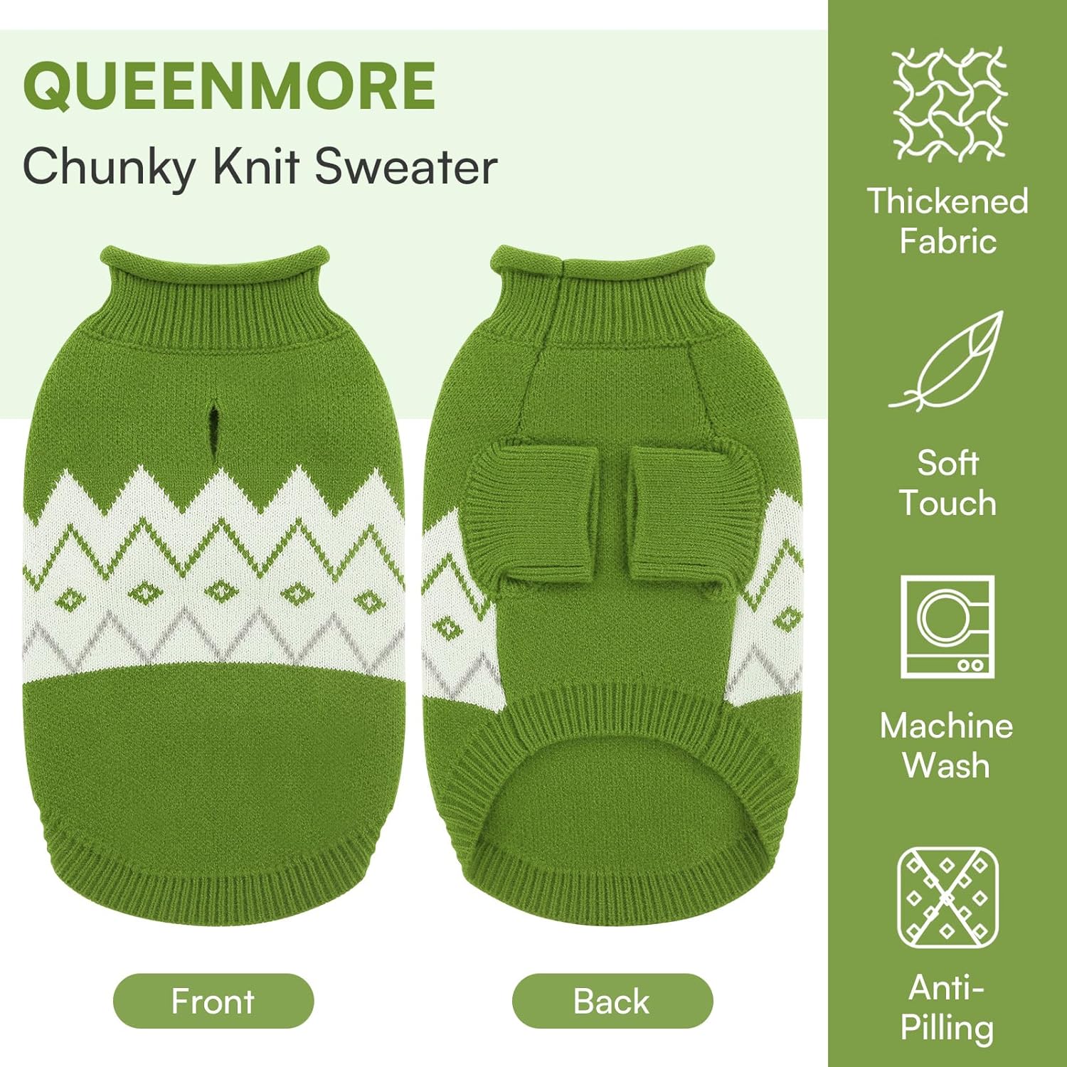 Queenmore Warm Dog Sweater, Soft Pet Knitwear, Knitted Pullover, Vlentines Day Gifts Winter Pet Clothes for Small Medium Dogs Cats