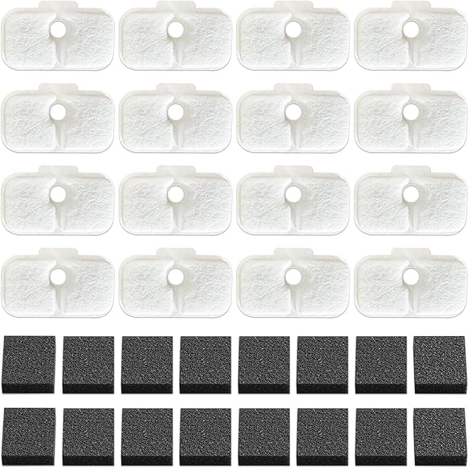 16-Pack Cat Water Fountain Filter Replacement for Petlibro - Pre-Filter Sponges Compatible with PLWF105, PLWF115, PLWF005-8 Months Set of Replacement Filters for Ultra Quiet Pet Water Fountain