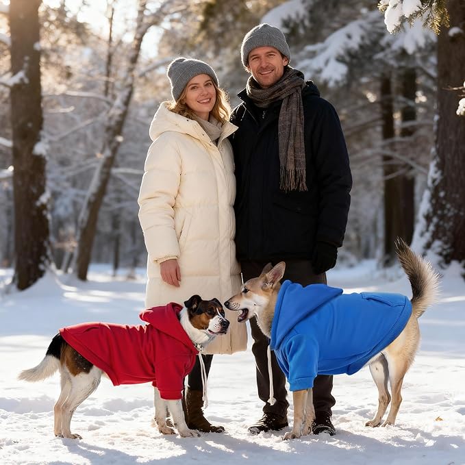 Dog Basic Hoodie Ultra-Soft Plaid Dog Clothes Cold Weather Sweaters for Medium Large Dogs Breathable Cozy Fabric Pet Coat Warm Stylish Sweatshirt with Leash Hole Pocket Dogs Jacket for Cats Boys Girls