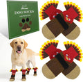 EXPAWLORER Thanksgiving Anti Slip Dog Socks to Prevent Licking Paws,Boots & Paw Protectors with Grippers,Doggie Booties for Hardwood Floors for Small Medium Large Senior Dogs Lifelike Costume Turkey L