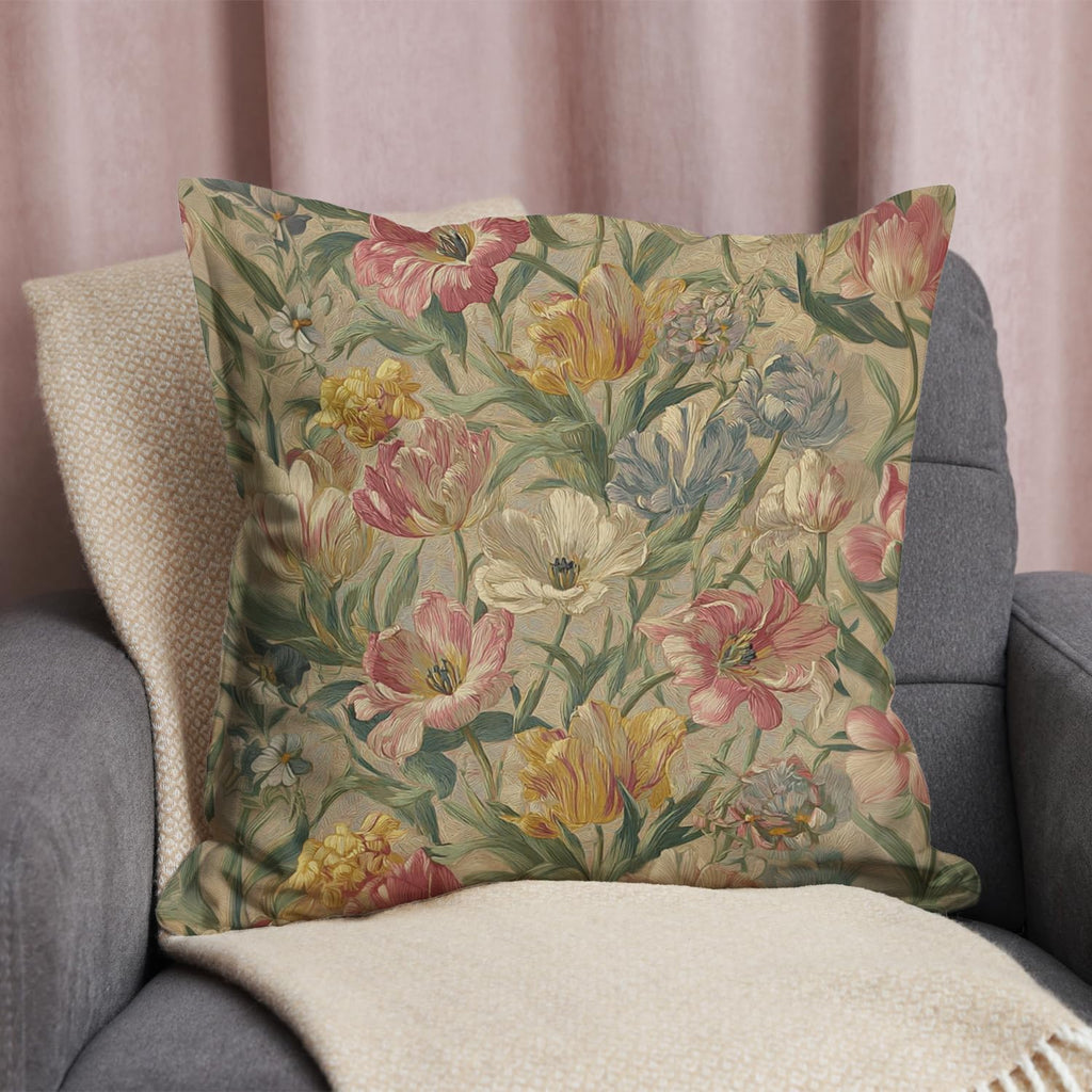 Bohemian Pillow Covers | Vintage Floral & Carpet Design | Double Sided Blue White Decorative Pillowcases for Couch, Bed | Indoor Outdoor Boho Home Decor (White&Pink, 18x18inches)