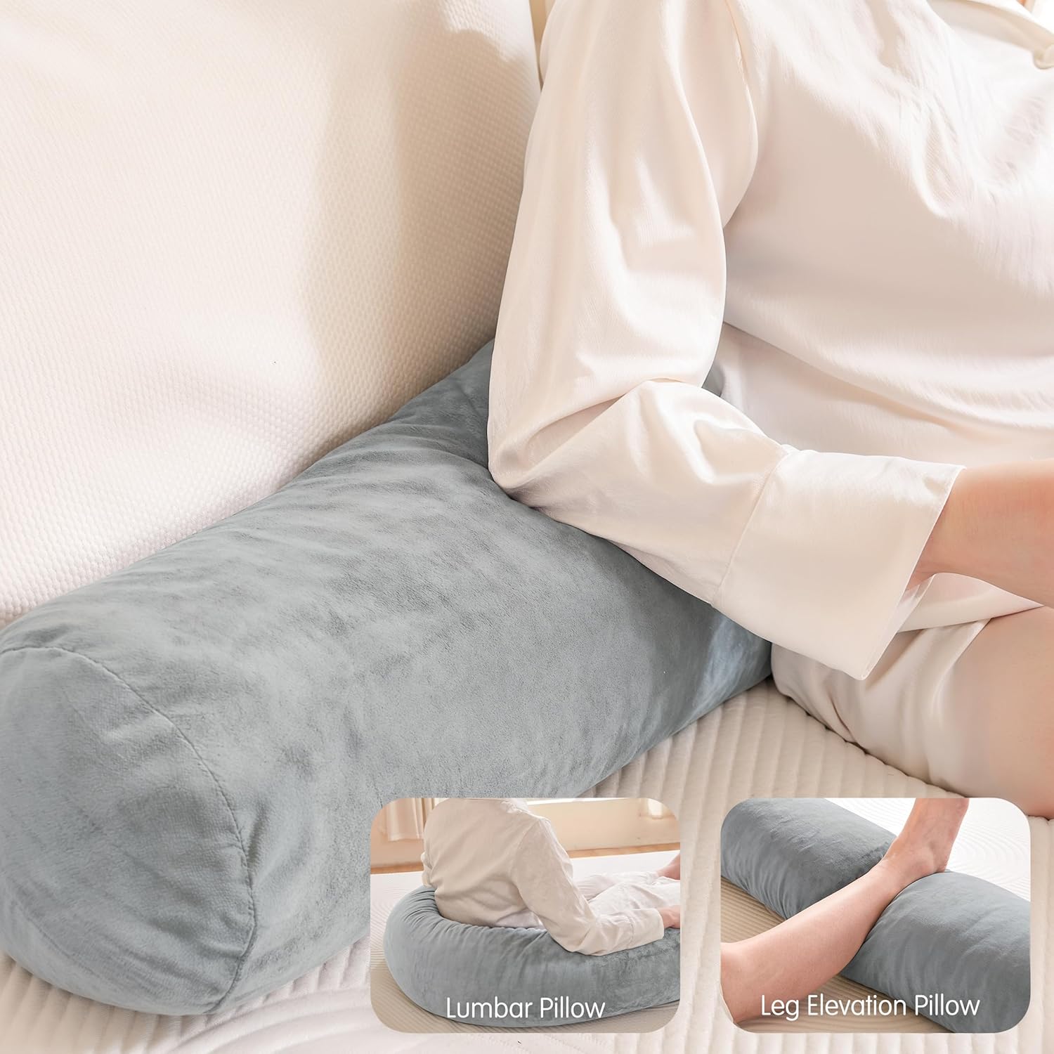 SyMax 7.8"x60" Body Pillow for Queen Bed, Bolster w/Removable Polyester Cover, Headboard Gap Filler Pillow, Black