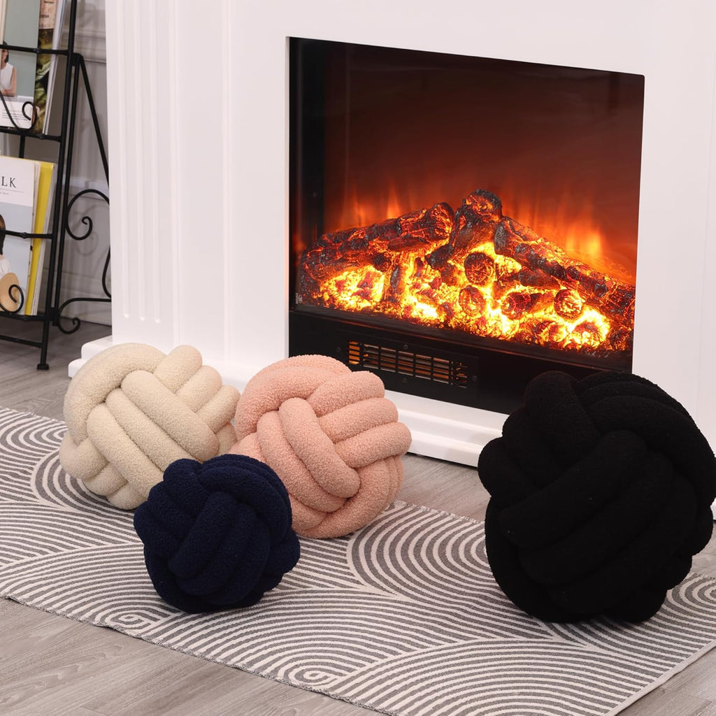 Petrella Knot Pillow Ball Round Throw Pillows Home Decor Cushion Decorative Aesthetic Throw Pillows，Lambswool Navy 11inch