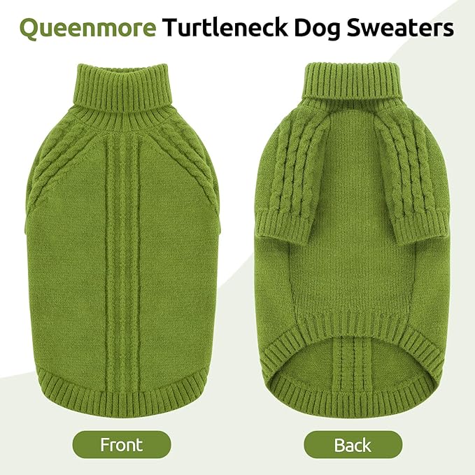 Queenmore XL Dog Sweater, Large Dog Sweaters for Male Dogs, Warm Pullover Pet Winter Clothes, Cozy Soft Holiday Doggy Kintsweater, Doggy Christmas Coat for Extra Large Pets, Pitbull, Boxer (Green,XL)