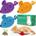 Retro Shaw Catnip Toys Crochet Mice Cat Toys,3 Pcs Yarn Cat Nip Mouse Animals Toy,Safe Teeth Cleaning Toy for Indoor Kittens