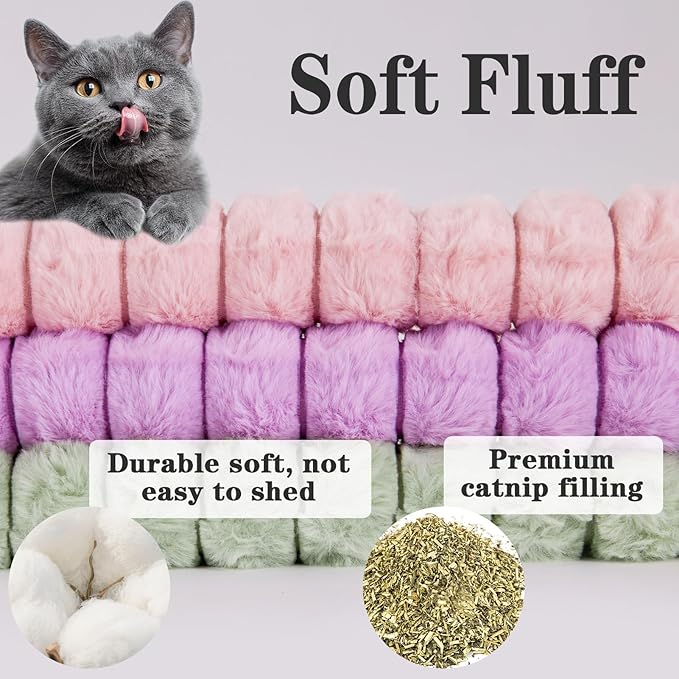Cat Toy Pillows 3 Pack, Quiet Long Catnip Cat Kicker Toys for Indoor Cats, Interactive Kitten Toys, 14.6in/37cm