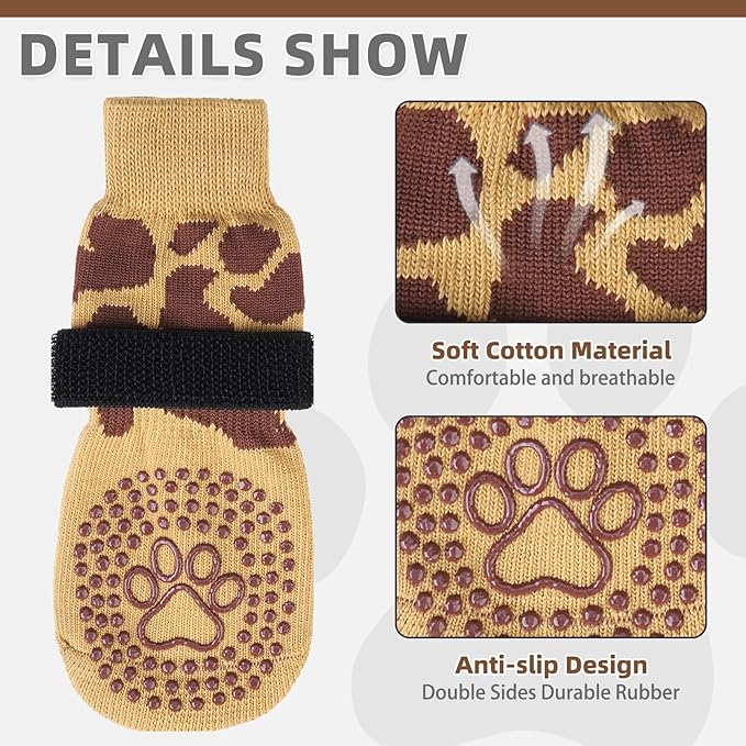 KOOLTAIL Dog Socks for Hot/Cold Pavement to Prevent Licking Paws,Dog Boots&Paw Protector for Hardwood Floors Anti Slip,Traction Control No Twist Grip Booties for Small Medium Large Senior Dogs M