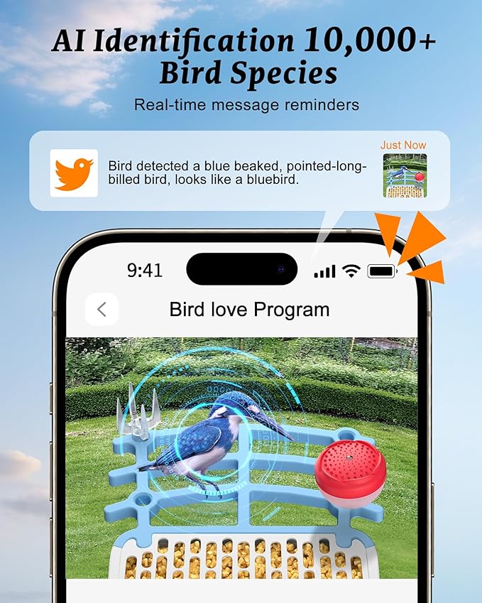 Smart Bird Feeder with Camera - 2.5K HD Bird Feeder Cameras Solar Powered, AI Birds Identification via App WiFi Outdoor Waterproof Birdhouse Watch Night Vision, 4000mAh Battery, Gift for Birdlovers