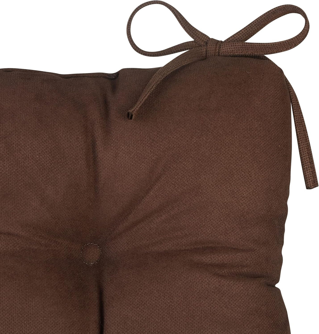 Klear Vu Omega Non-Slip Rocking Chair Cushion Set, Assembled in USA, Thick Padding & Tufted Design, Includes Seat Pad & Back Pillow with Ties, 17x17 Inches, 2-Piece Set, Honeycomb Chocolate