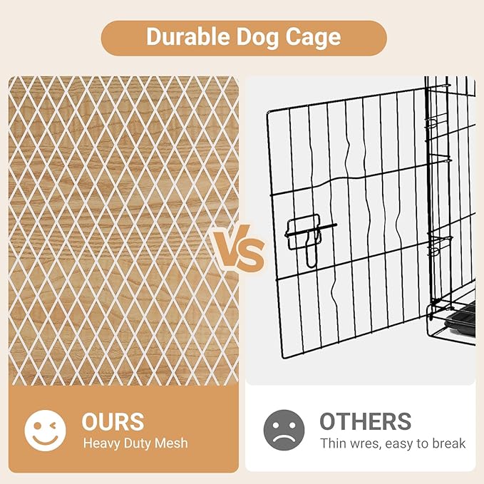 71.6 Inch Dog Crate Furniture for 2 Dogs, XXL Double Cage with Removable Divider & Large Doors, Heavy Duty Wooden Dog Kennel, Indoor Pet House (Light Oak, 71.6x31.9x22.4'')