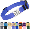GoTags Personalized Dog Collar with Nameplate, Adjustable Dog Collar with Custom Engraved Slide On Pet ID Tag in Stainless Steel, Silent, No Noise Dog Tag (Lavender, Medium)