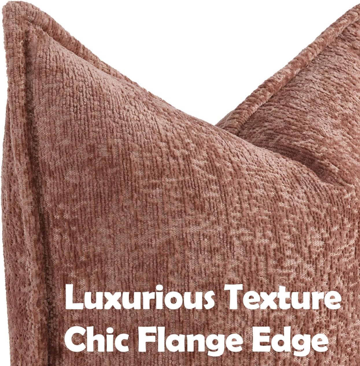 Pack of 2 Dusty Pink Decorative Throw Pillow Covers 24x24 Cozy Soft Chenille Accent Vintage Square Couch Pillow Covers for Home Decor Bed Sofa Living Room