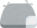 AAAAAcessories D-Shaped Chair Cushions, 2" Thick Dining Chair Pads with Ties and Removable, Machine-Washable Cover, 17" x 16", Gray
