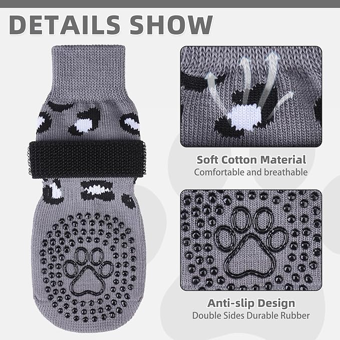 KOOLTAIL Dog Socks for Hot/Cold Pavement to Prevent Licking Paws,Dog Boots&Paw Protector for Hardwood Floors Anti Slip,Traction Control No Twist Grip Booties for Small Medium Large Senior Dogs SM
