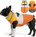 Dog Coats for Small Dogs, Waterproof Warm Dog Winter Jacket with Harness Built in, Reflective Puppy Cold Weather Coats Zip-up Pet Vest with Fleece Lined Dogs Snowsuit, Orange Small