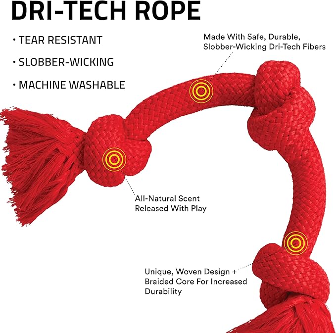 Playology Dog Toys | Dri-Tech Rope Toy Tug of War Rope for Aggressive Chewers | Jumbo Beef Scented Toy - Easy to Clean and Made from Non Toxic Materials