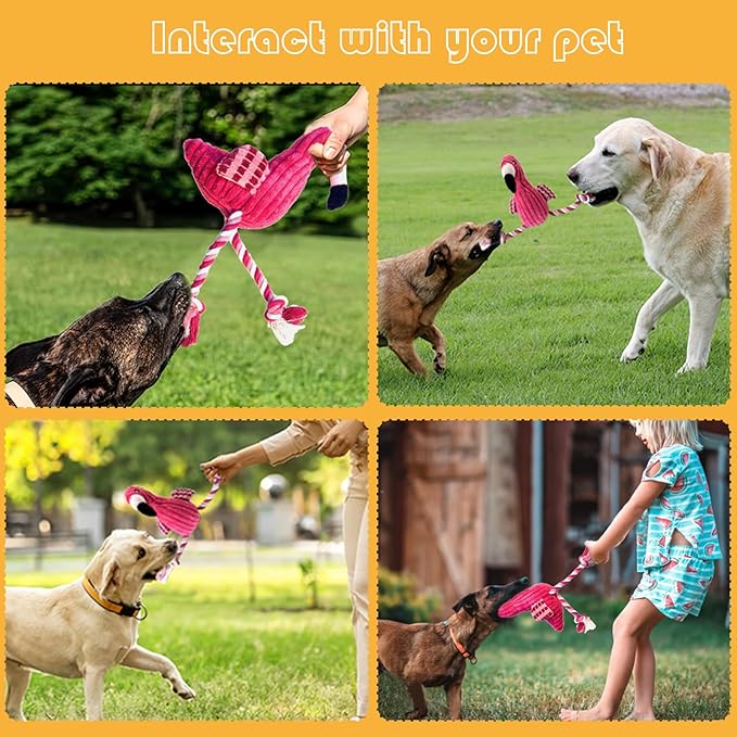 5 Pack Plush Dog Toys with Rope, Squeaky Dog Toys, Tug of War Dog Interactive Toy, Durable Dog Chew Toys for Large Dogs & Puppies