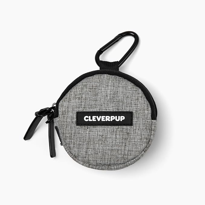 Snackpack Double Insulated Dog Treat Pouch - Holds 1.5 Cups - Dog Training and Walks Snack Bag, Two Pockets for Dry or Wet Treats, Attaches to Leash, Belt, or Bag - Heather Grey