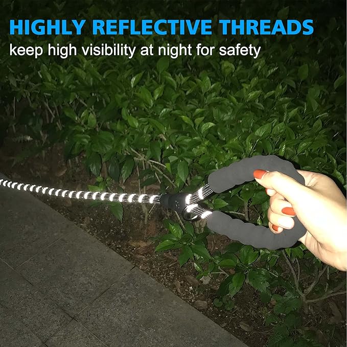 Reflective Dog Collar Padded with Soft Neoprene Breathable Adjustable Nylon Dog Collars for Small Medium Large Dogs (Medium (Pack of 1), Black Plaid Collar+Leash)